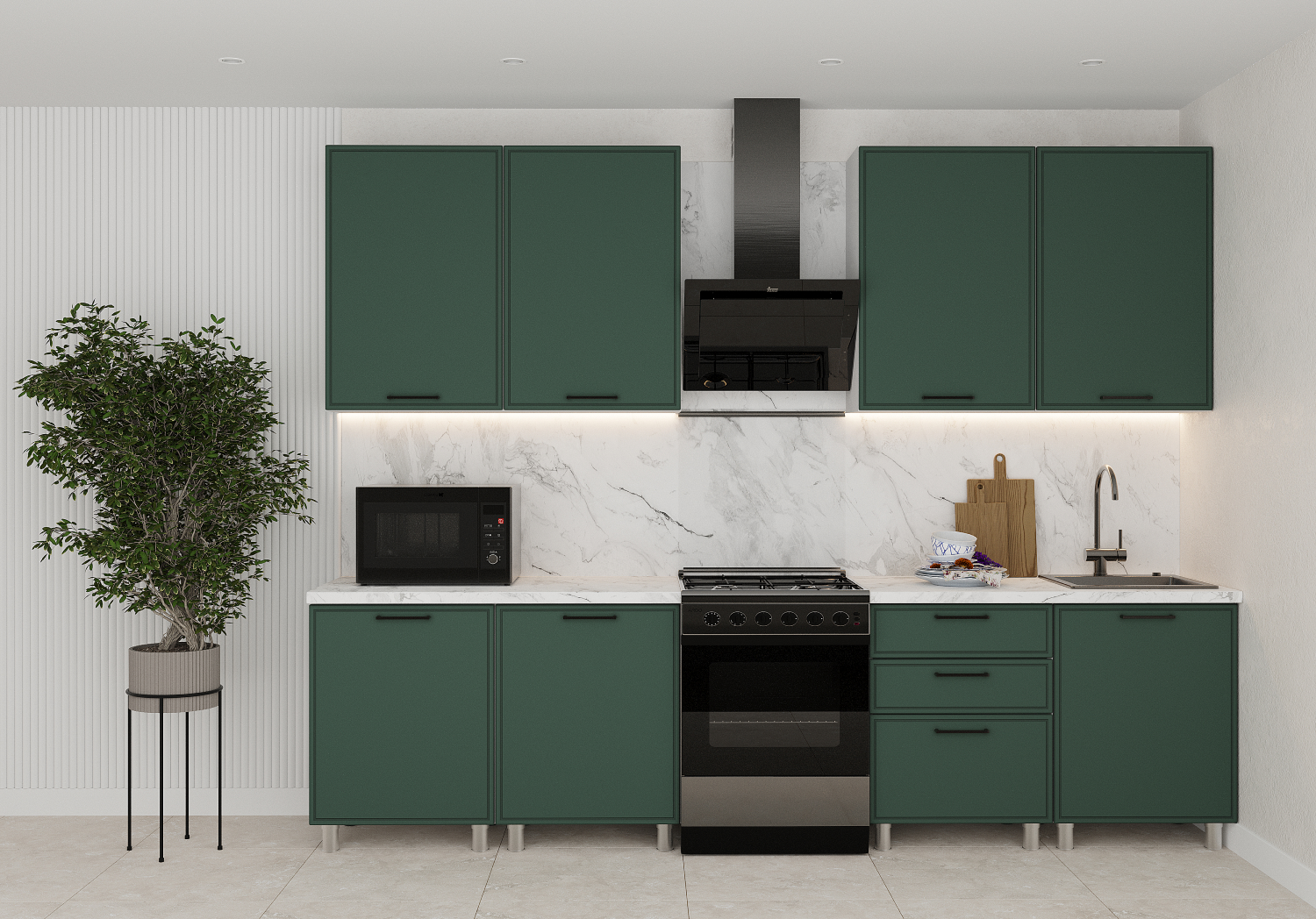 Модульная кухня Магнолия Изумруд